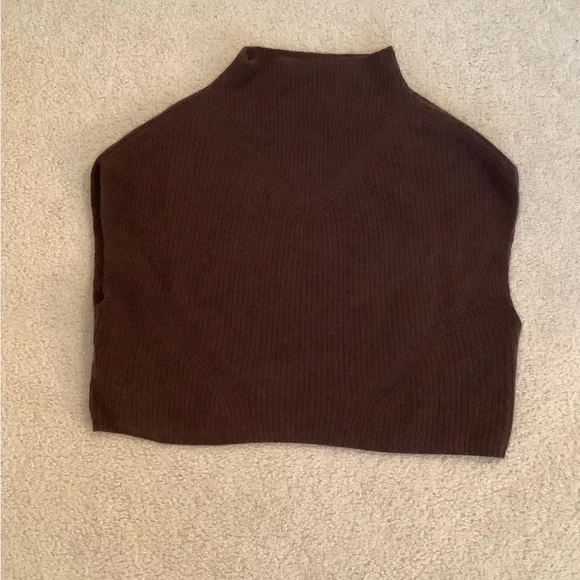 Anthropologie The Enzo Cashmere Poncho Sweater Vest XS Petite Chocolate Brown - Picture 7 of 13